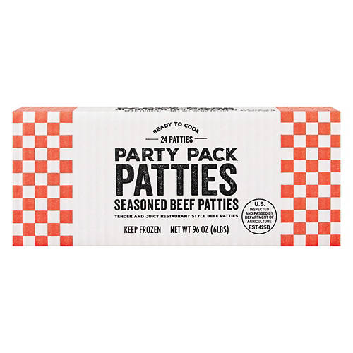 Party Pack Seasoned Beef Patties, 6 lbs Product Image Front shot 01