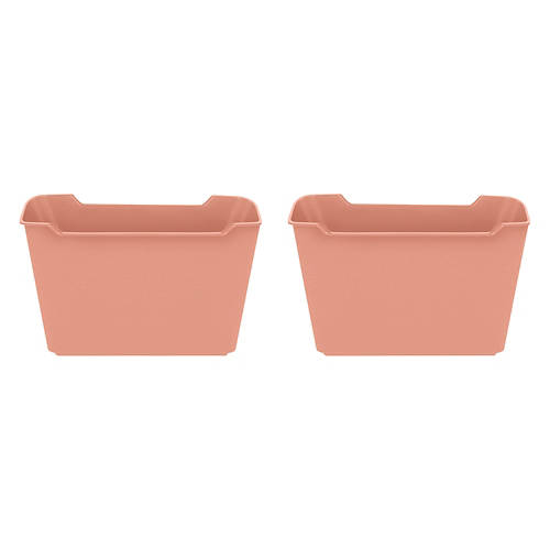 2 Pack Plastic Storage Bins - Rust Red, L