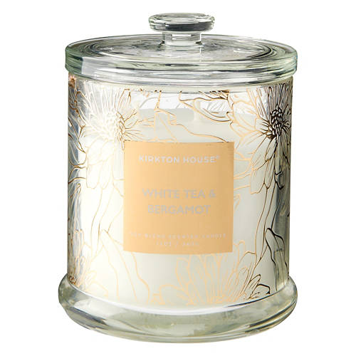 Glass Lid Bathroom Luxury Candle - White Tea & Bergamot