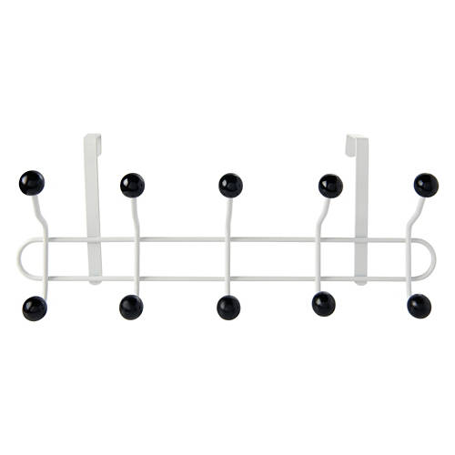 Innovative Double Hooks Design with Knobs - White Frame, Black Knobs