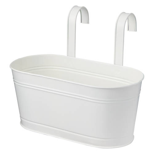 Metal Hanging Trough Planter, White