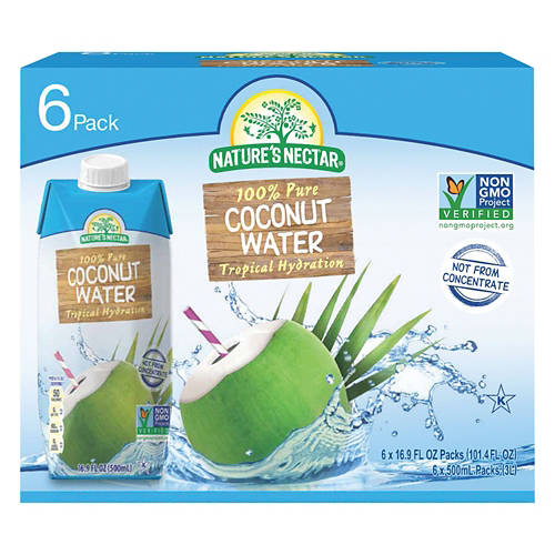 100% Pure Coconut Water - 6 Pack, 16.9 fl oz Product Image Front shot 01