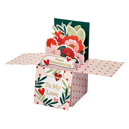 Valentine's Day Pop Up Greeting Card - Red Flowers