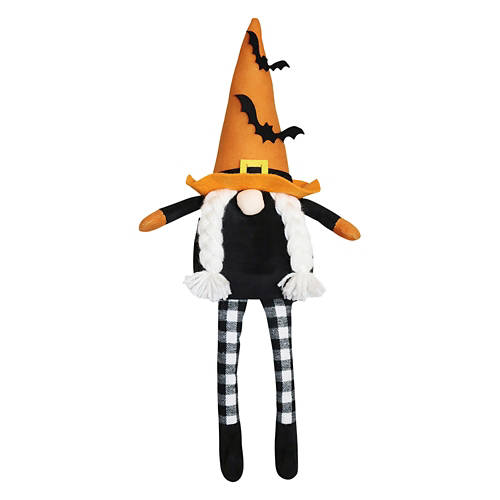 16" Tall Halloween Mini Gnome - Bats, Black/Orange