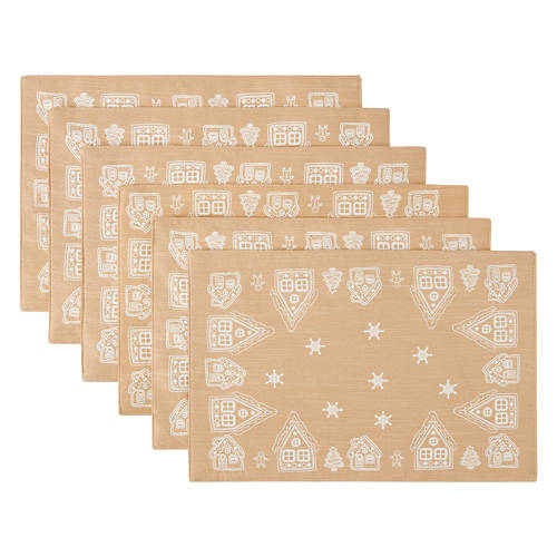 13” x 18” Holiday Placemats - Gingerbread, 6 Pack