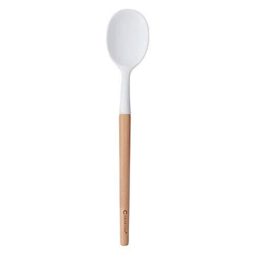White Beechwood & Silicone Spoon