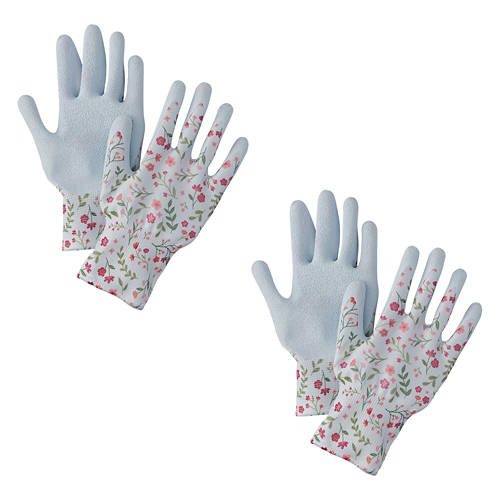 2 Pack Latex Gardening Gloves - Blue, M