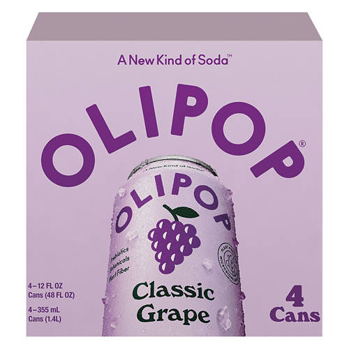 Probiotic Classic Grape Soda - 4 pack, 12 fl oz can Product Image Front shot 01