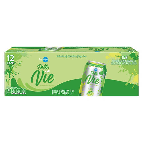 Lime Belle Vie Sparkling Flavored Water - 12 pack, 12 fl oz Product Image Front shot 01