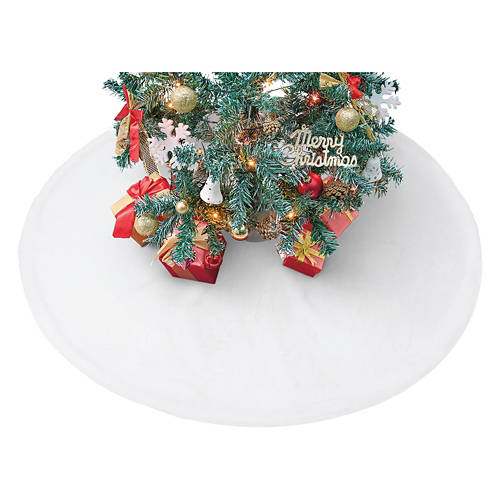 54" Faux Fur Christmas Tree Skirt, White