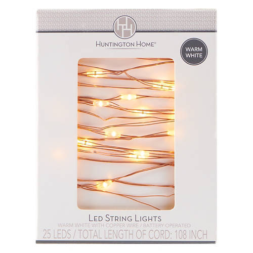 Holiday Warm 25 White LED String Lights with Copper Wire