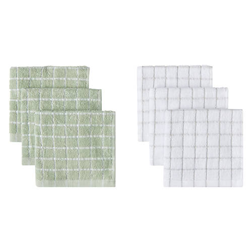 12" x 12" Dishcloth - Green, 6 Pack
