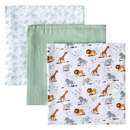 3 Pack Swaddle Set - Green Safari, 47” x 47”