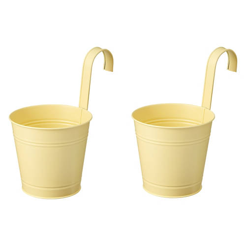 2 Pack Metal Hanging Pots, Yellow