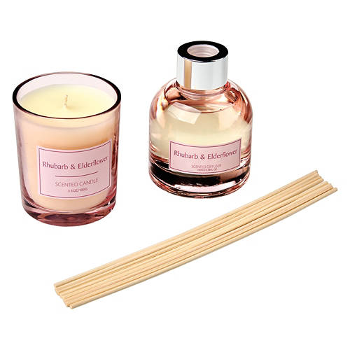 Diffuser Candle Gift Set - Rhubarb & Elderflower
