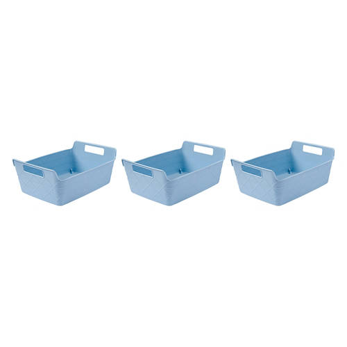 3 Pack Small Flexible Storage Trays, Light Blue