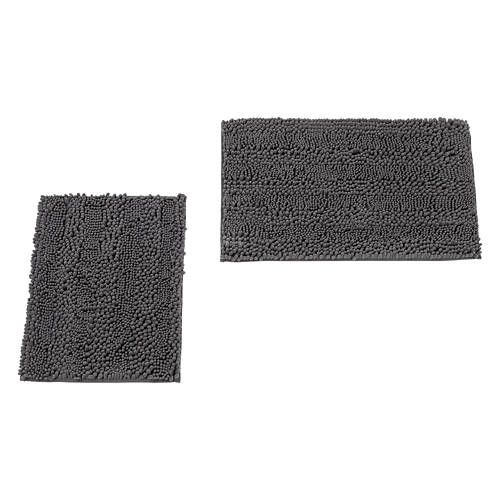 2 Piece Faux Fur Bath Rug - Gray Solid