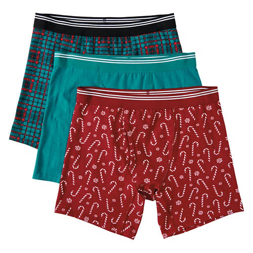 Men's 3 Pack Holiday Boxer - Green/Red, M