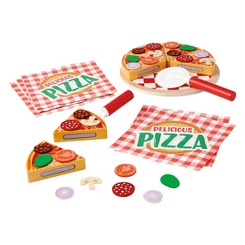 Kid's 39 Pieces Wooden Play Food Pizza Set