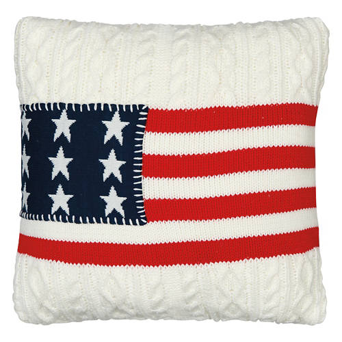 Cable Knit Flag Square Americana Pillow