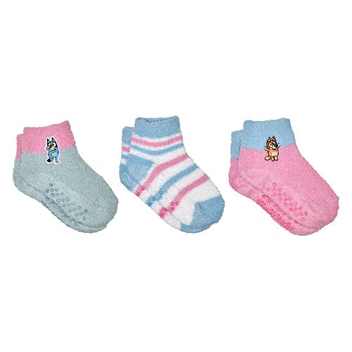 3pk Childrens Character Fuzzy Socks, Bluey Girls, Size 6-8