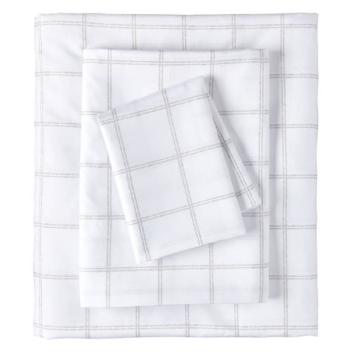 3 Piece Twin Windowpane Sheet Set, Gray