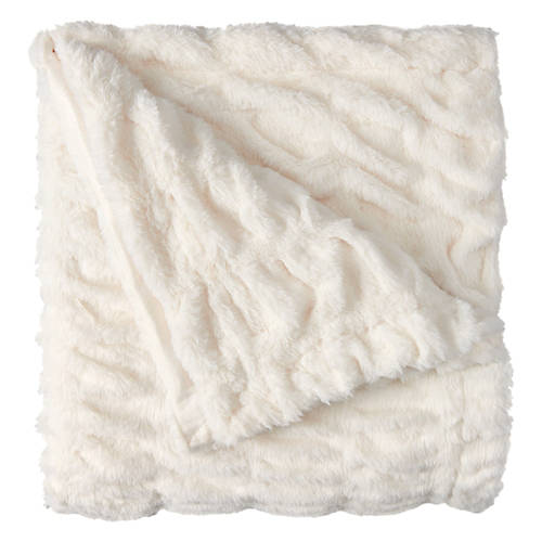 50” x 60” Cozy Throw - White Ruched