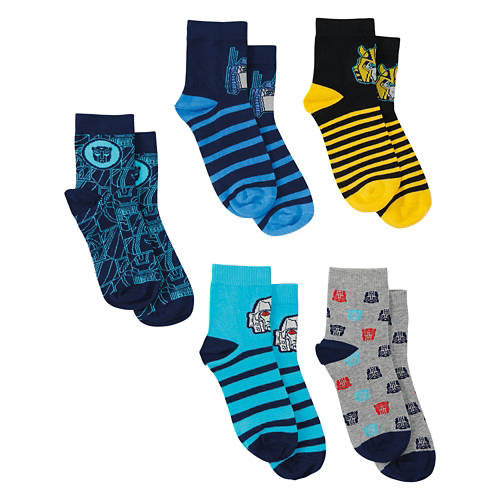 5 Pack Childrens Transformers Character Socks, M