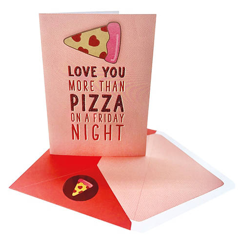 5" x 7" Valentine's Day Card - Love You More Than Pizza On A Friday Night