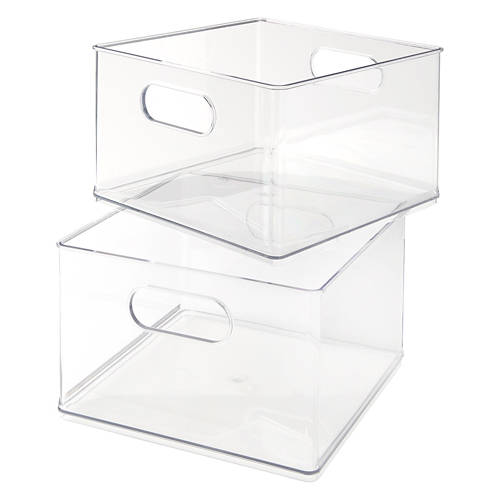 2  Pack  Clear Stackable Closed Bins Product Image Front shot 01