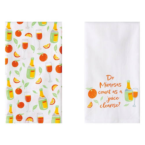 28” x 28” Tea Towels - Mimosas, 2 Pack