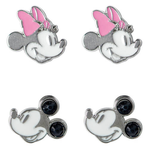 Minnie & Mickey Character Earrings, Pink & Black