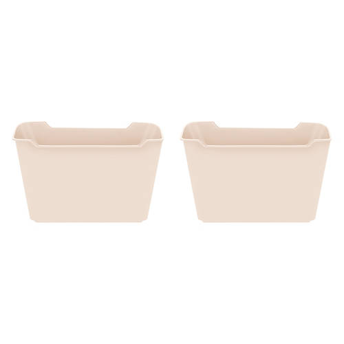 2 Pack Plastic Storage Bins - Beige, L