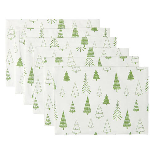 13” x 18” Holiday Placemats - Tree, 6 Pack