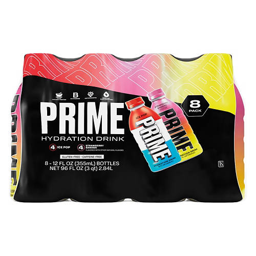 Ice Pop & Strawberry Banana Hydration Drink - 8 pack, 12 Fl oz bottle