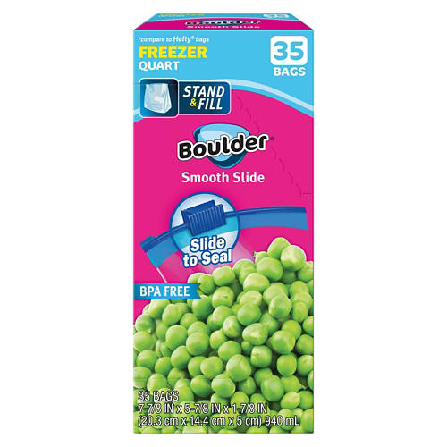 Quart  Slider Freezer Bags, 35 count