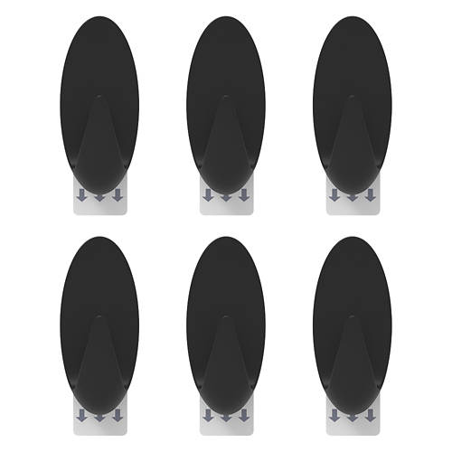 6 Pack Designer Hooks - Black, M