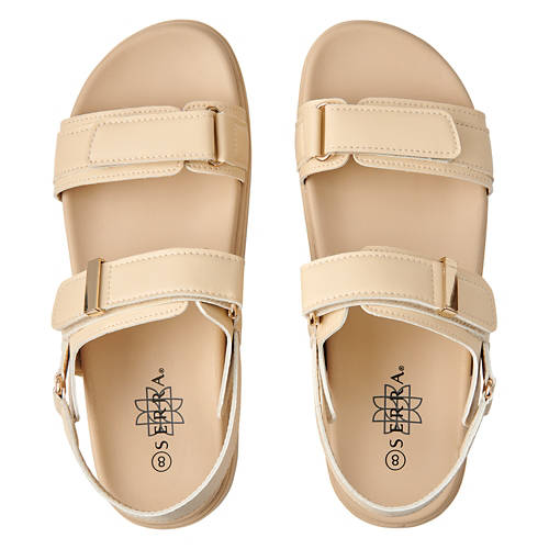 Ladies Ankle Strap Footbed Sandals- Ivory, 9