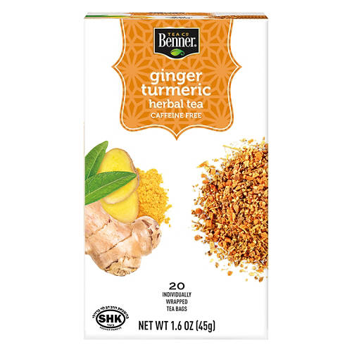Ginger Turmeric Herbal Tea Bags Product Image Front shot 01