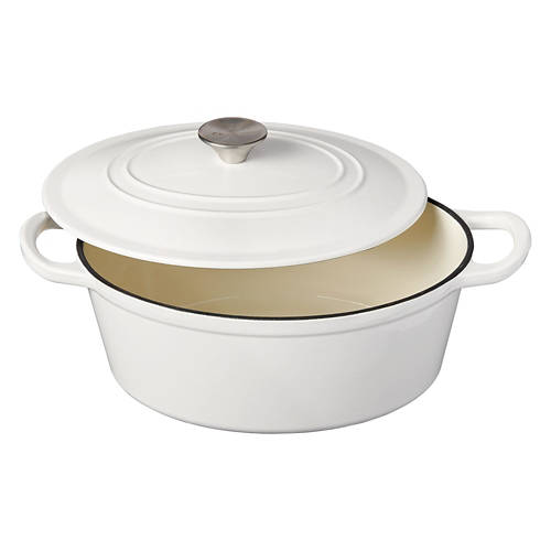 4.6 Qt Cast Iron French Oven, White