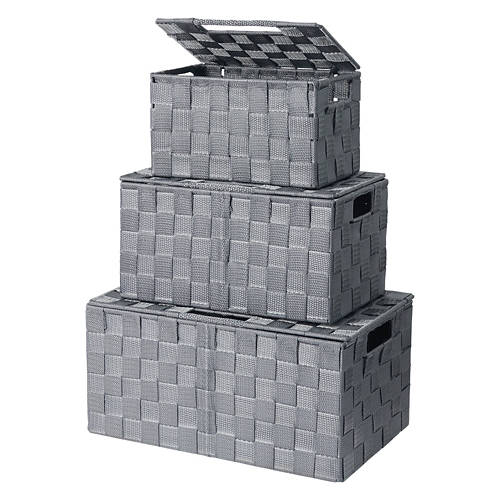 3 Pack Storage Basket, Gray