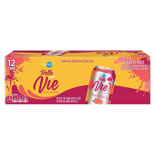 Grapefruit Belle Vie Sparkling Flavored Water - 12 pack, 12 fl oz Product Image Front shot 01