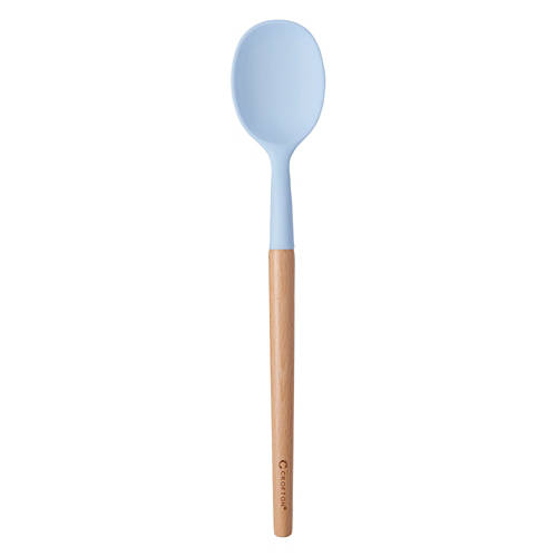 Beechwood & Silicone Solid Spoon, Light Blue