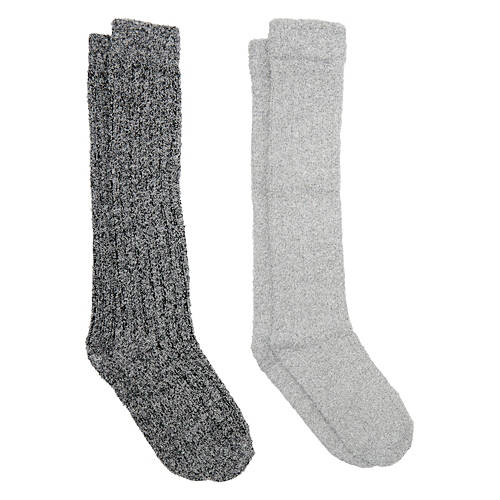 2 Pack Ladies Knee High Ultra Soft Socks, Black/Gray