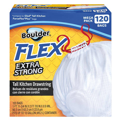 Flex Extra Strong Kitchen Trash Bags, 120 count