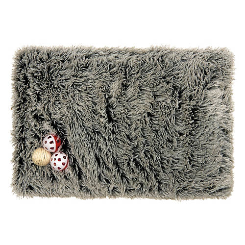 Cat Faux Fur Warming Mat - Grey, Small