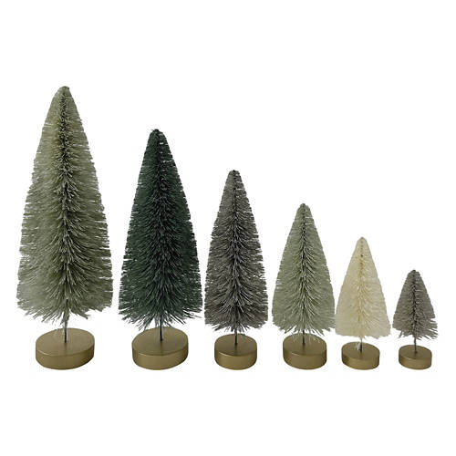 Decorative Bottle Brush Trees, Grey & Green