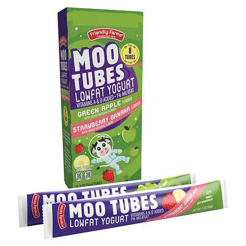 Green Apple or Strawberry Banana Moo Tubes - 8 Pack, 2 oz