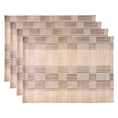 14" x 19" Vinyl Placemat Set - Beige, 4 pack