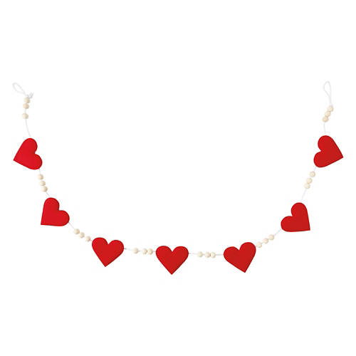 Valentine's Day Garland - Red Hearts with Beads